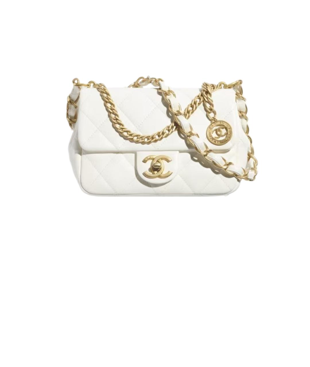 CHANEL Белая кожаная сумка через плечо, фото 7