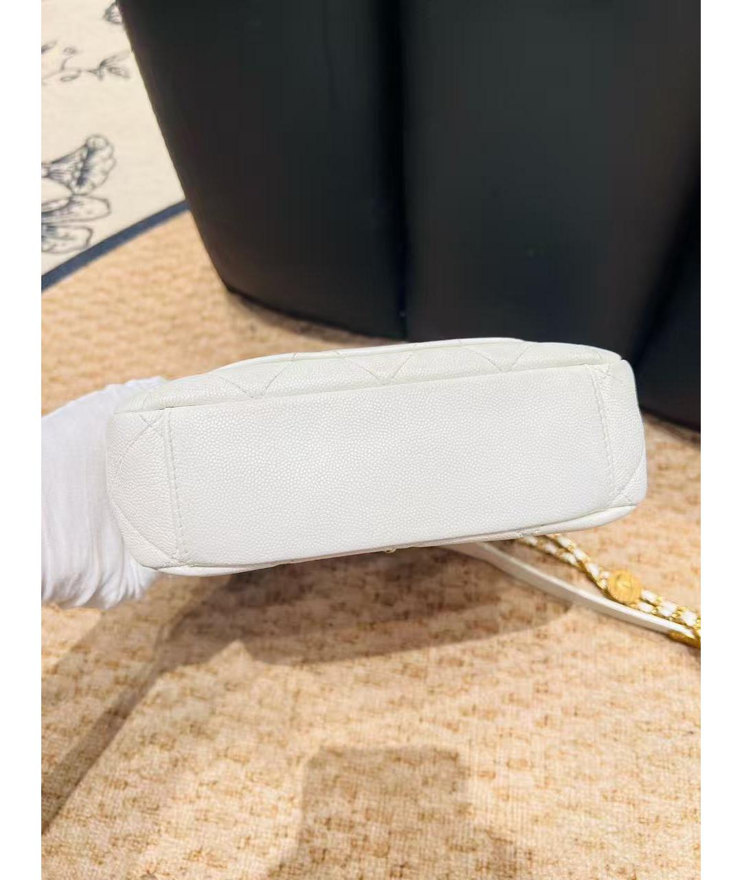 CHANEL Белая кожаная сумка через плечо, фото 4