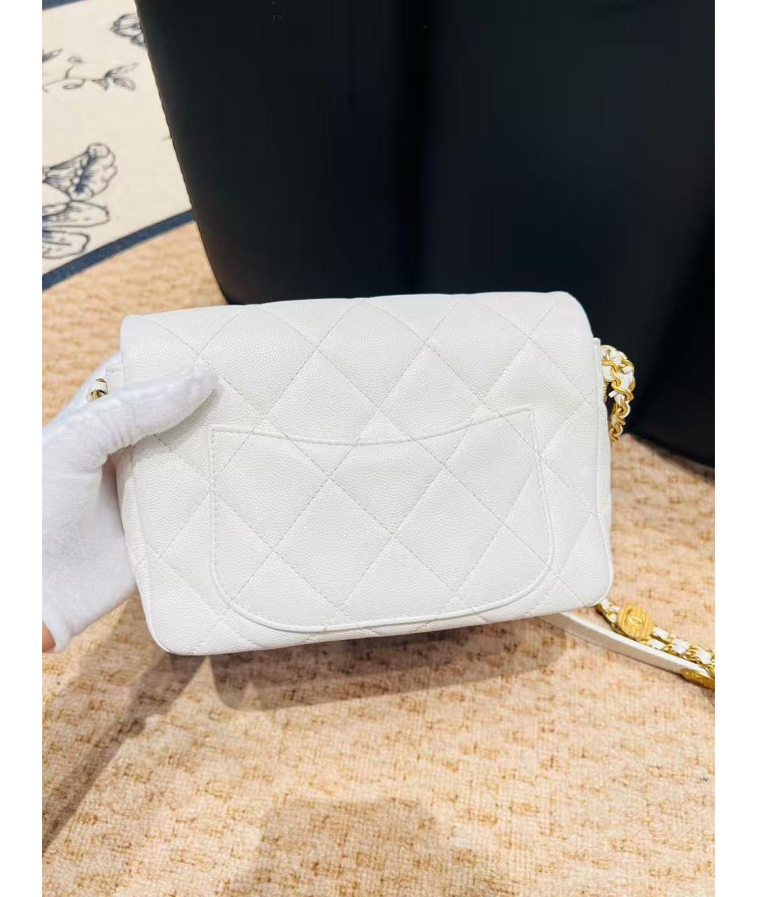 CHANEL Белая кожаная сумка через плечо, фото 3