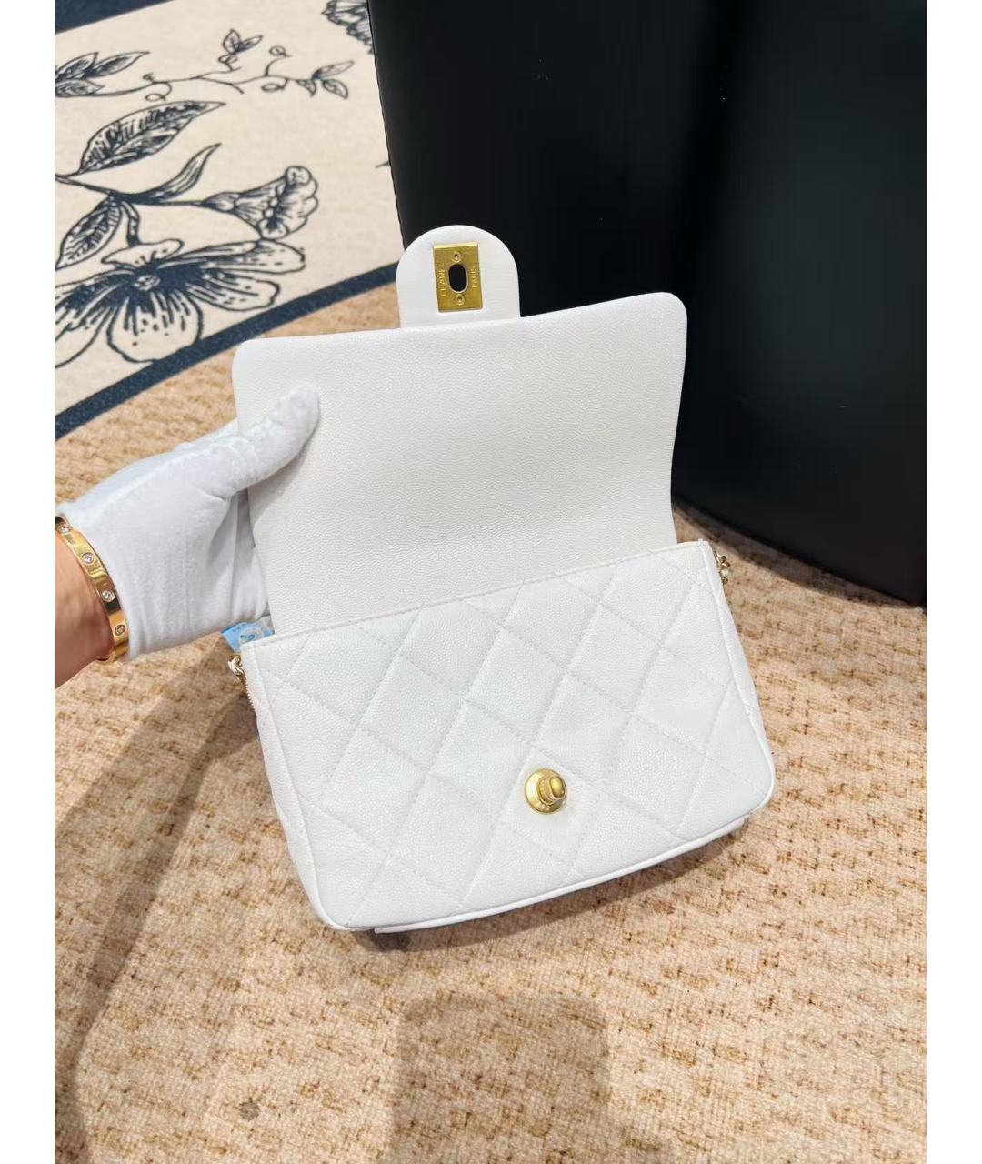 CHANEL Белая кожаная сумка через плечо, фото 6
