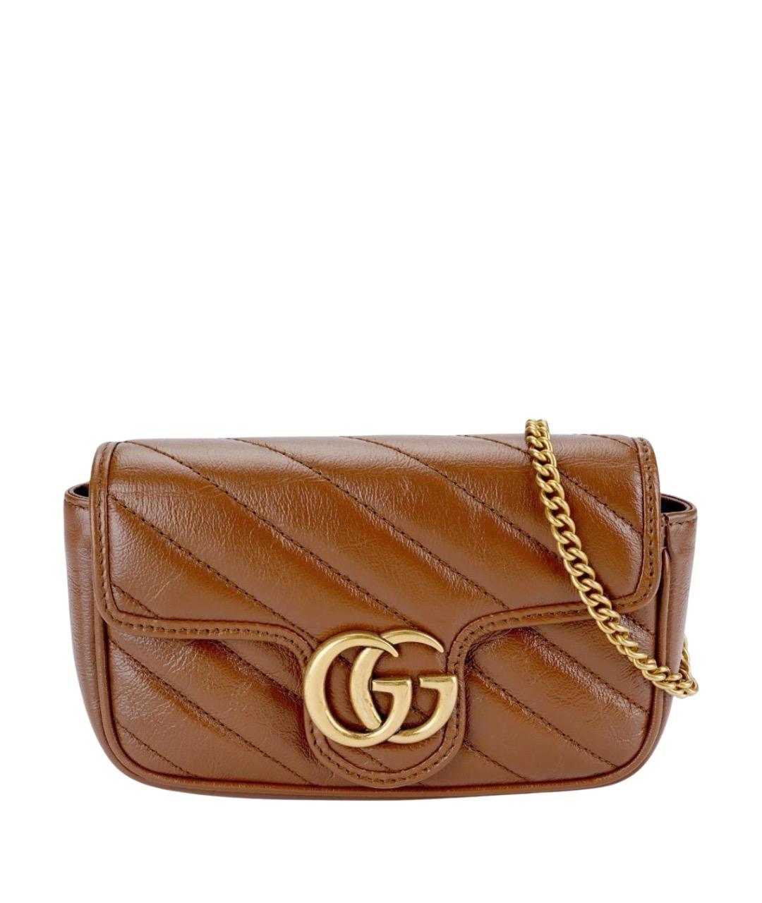 GUCCI Коричневая кожаная сумка через плечо, фото 1