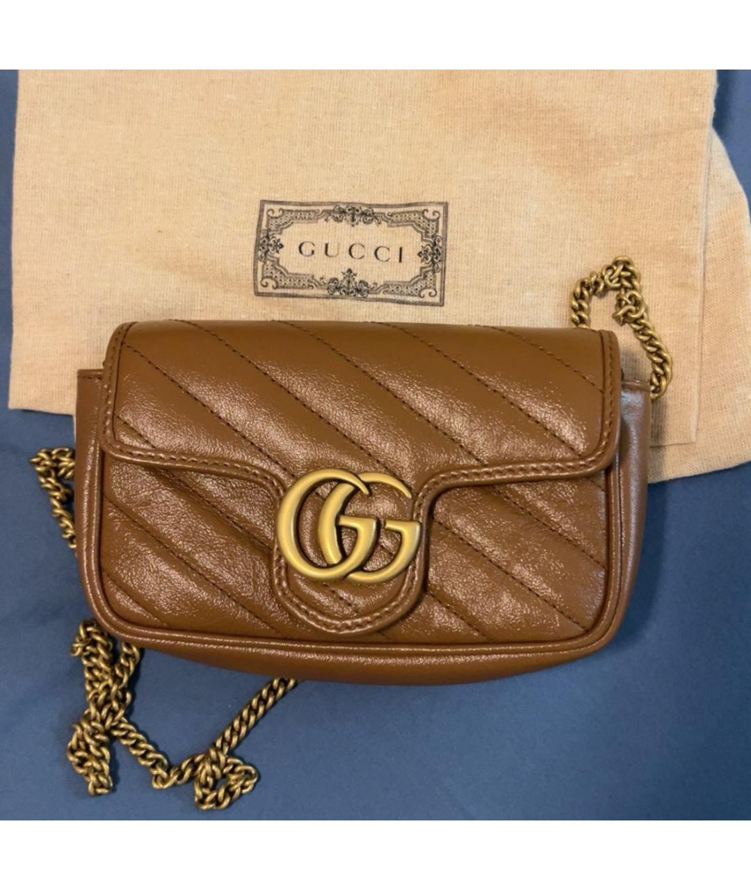 GUCCI Коричневая кожаная сумка через плечо, фото 2