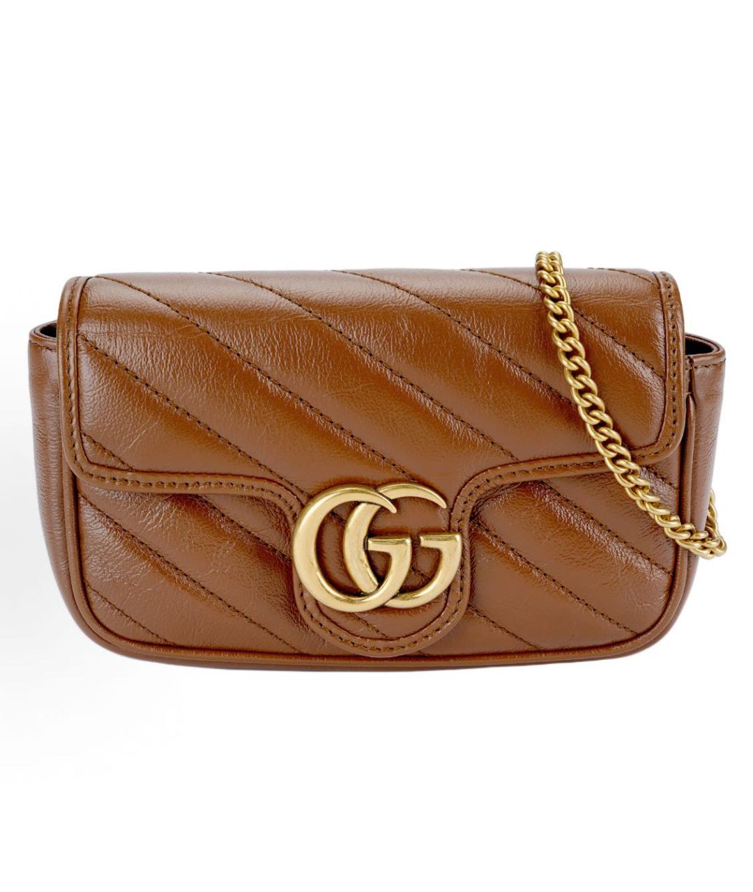 GUCCI Коричневая кожаная сумка через плечо, фото 4