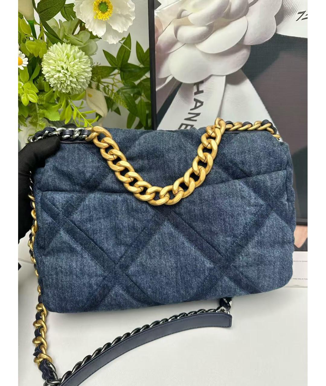 CHANEL Голубая деним сумка через плечо, фото 3