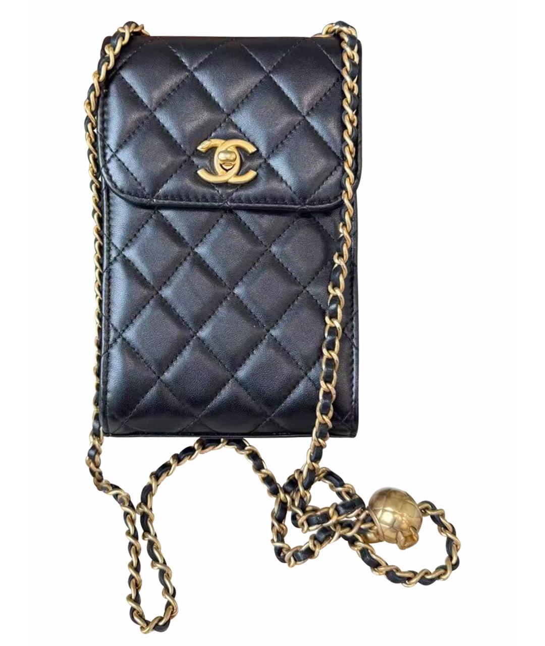 CHANEL Черная кожаная сумка через плечо, фото 6