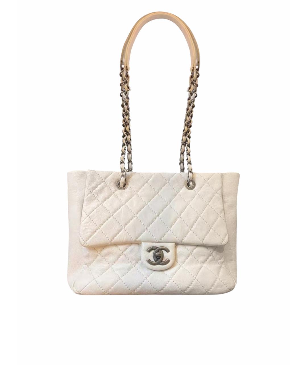 CHANEL Белая кожаная сумка через плечо, фото 1