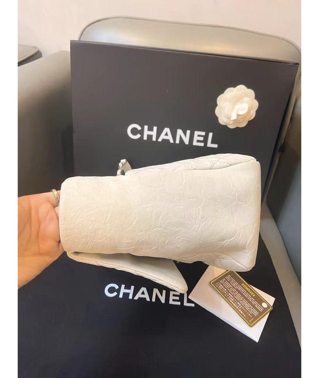 CHANEL Белая кожаная сумка через плечо, фото 5