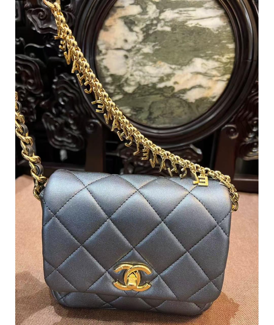 CHANEL Серая кожаная сумка через плечо, фото 3