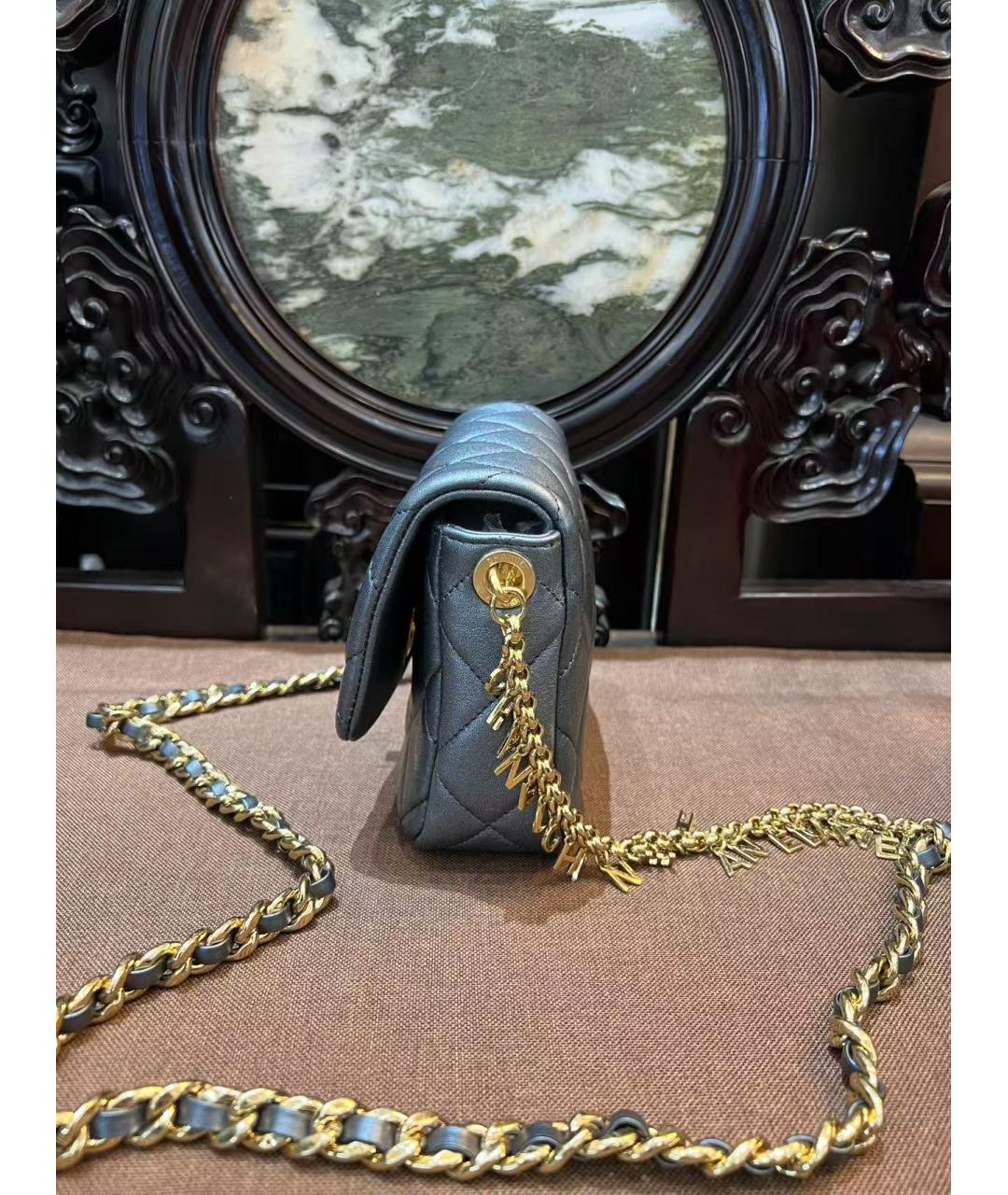 CHANEL Серая кожаная сумка через плечо, фото 4