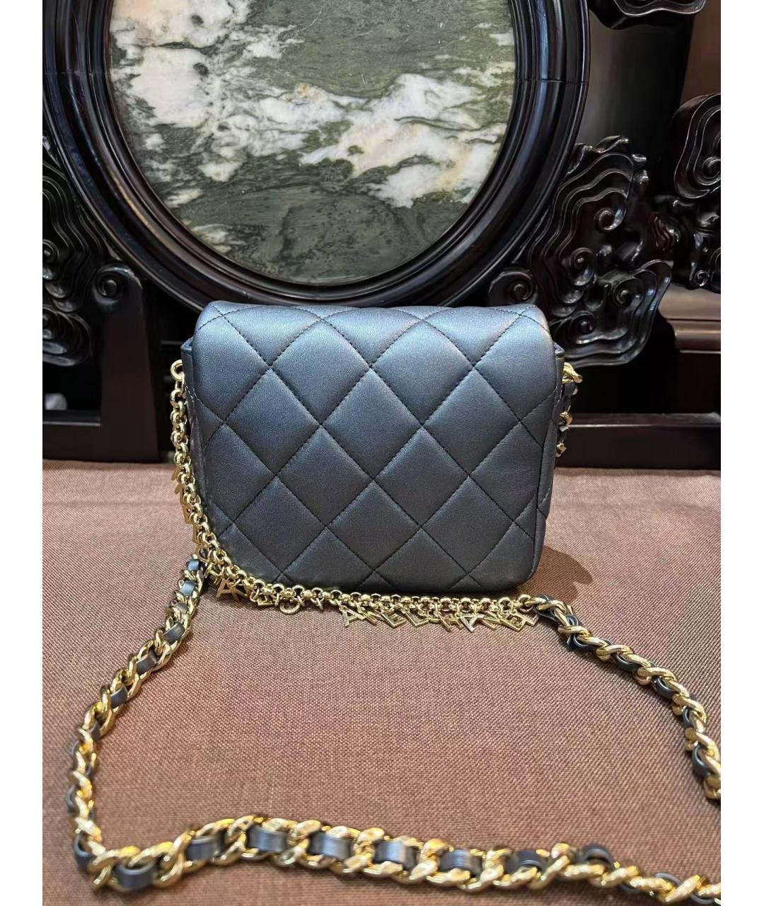 CHANEL Серая кожаная сумка через плечо, фото 2