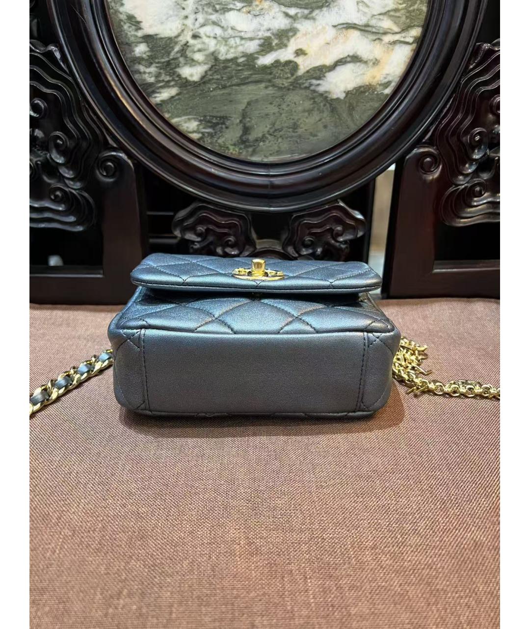 CHANEL Серая кожаная сумка через плечо, фото 5