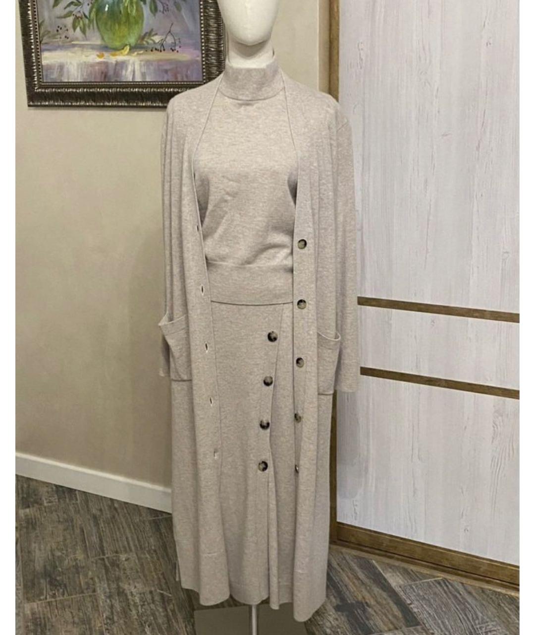 ALLUDE Бежевый шерстяной костюм с юбками, фото 9