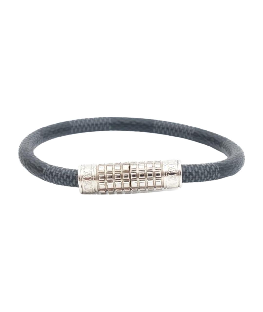 LOUIS VUITTON Черный кожаный браслет, фото 1