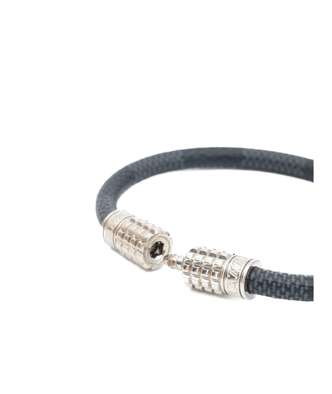 LOUIS VUITTON Черный кожаный браслет, фото 3