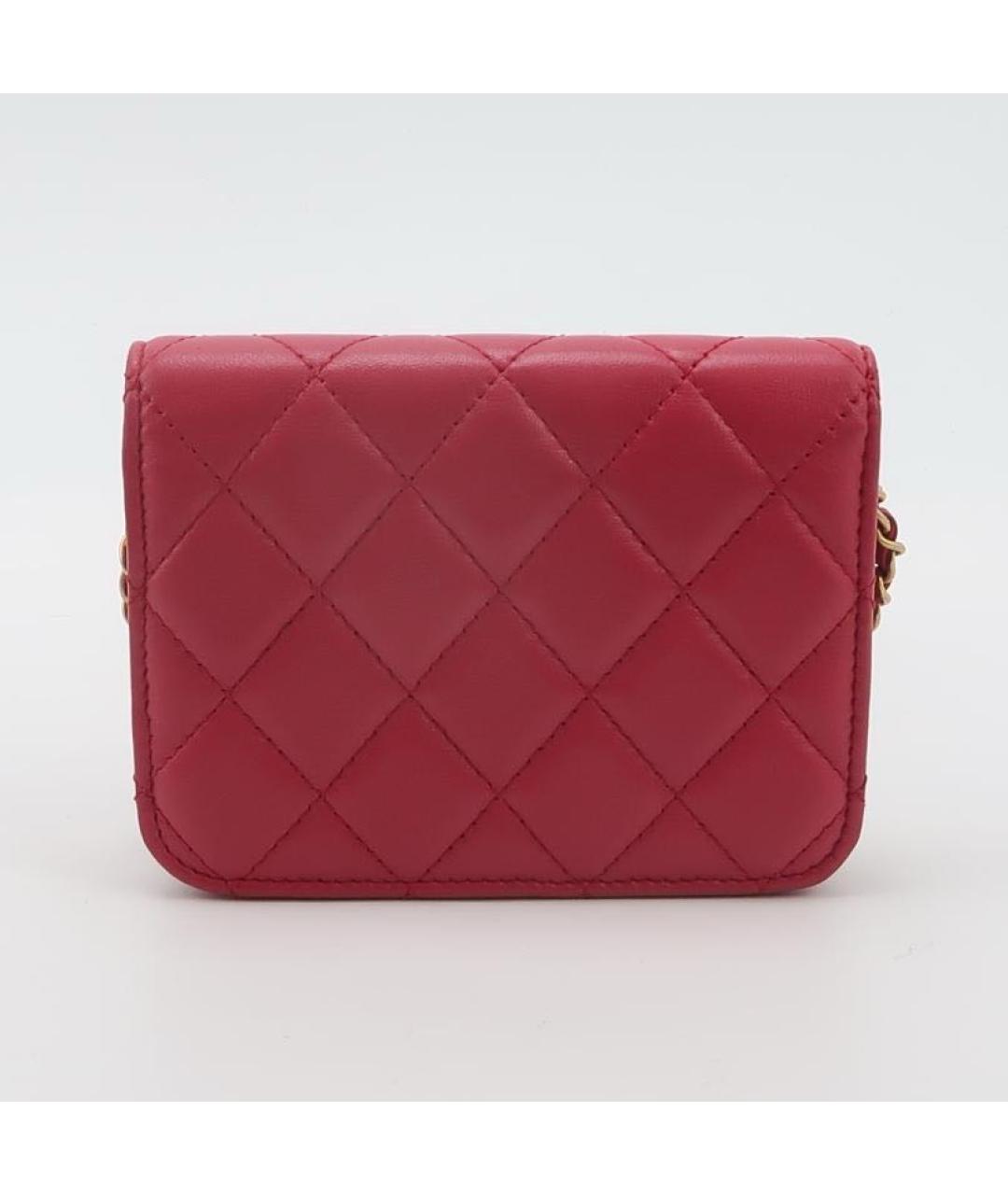 CHANEL Красная кожаная сумка через плечо, фото 5