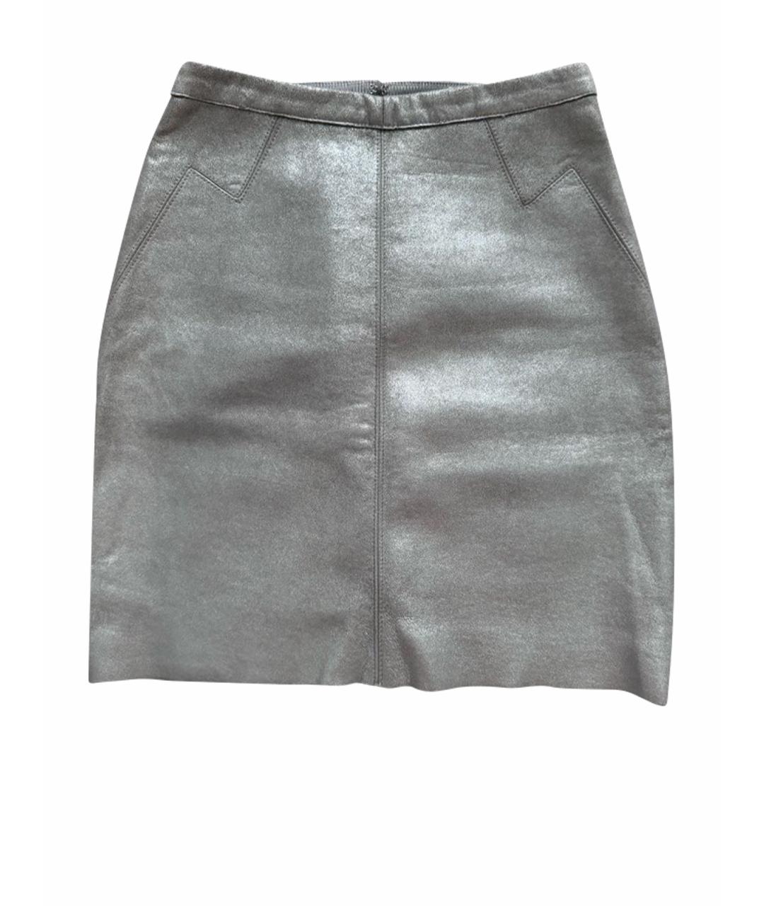 MARC JACOBS Серебряная кожаная юбка мини, фото 1