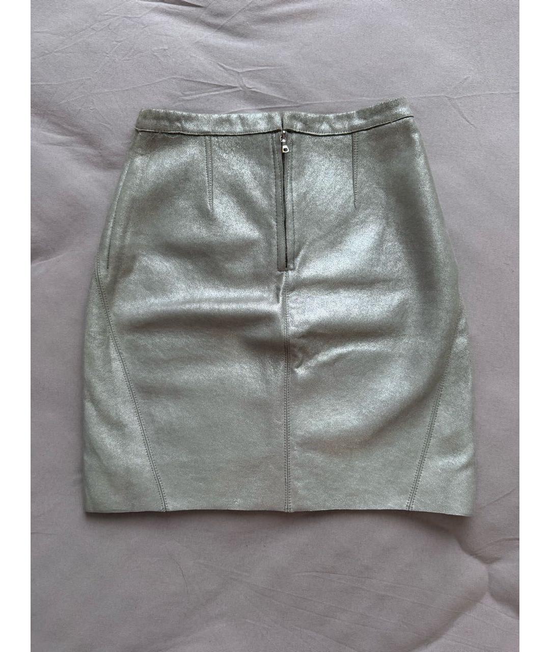 MARC JACOBS Серебряная кожаная юбка мини, фото 2