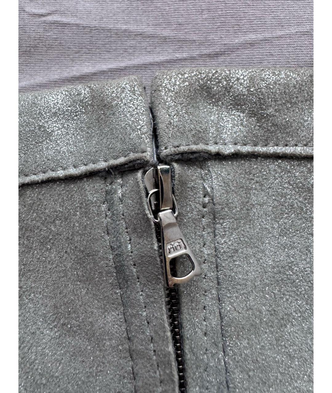 MARC JACOBS Серебряная кожаная юбка мини, фото 4