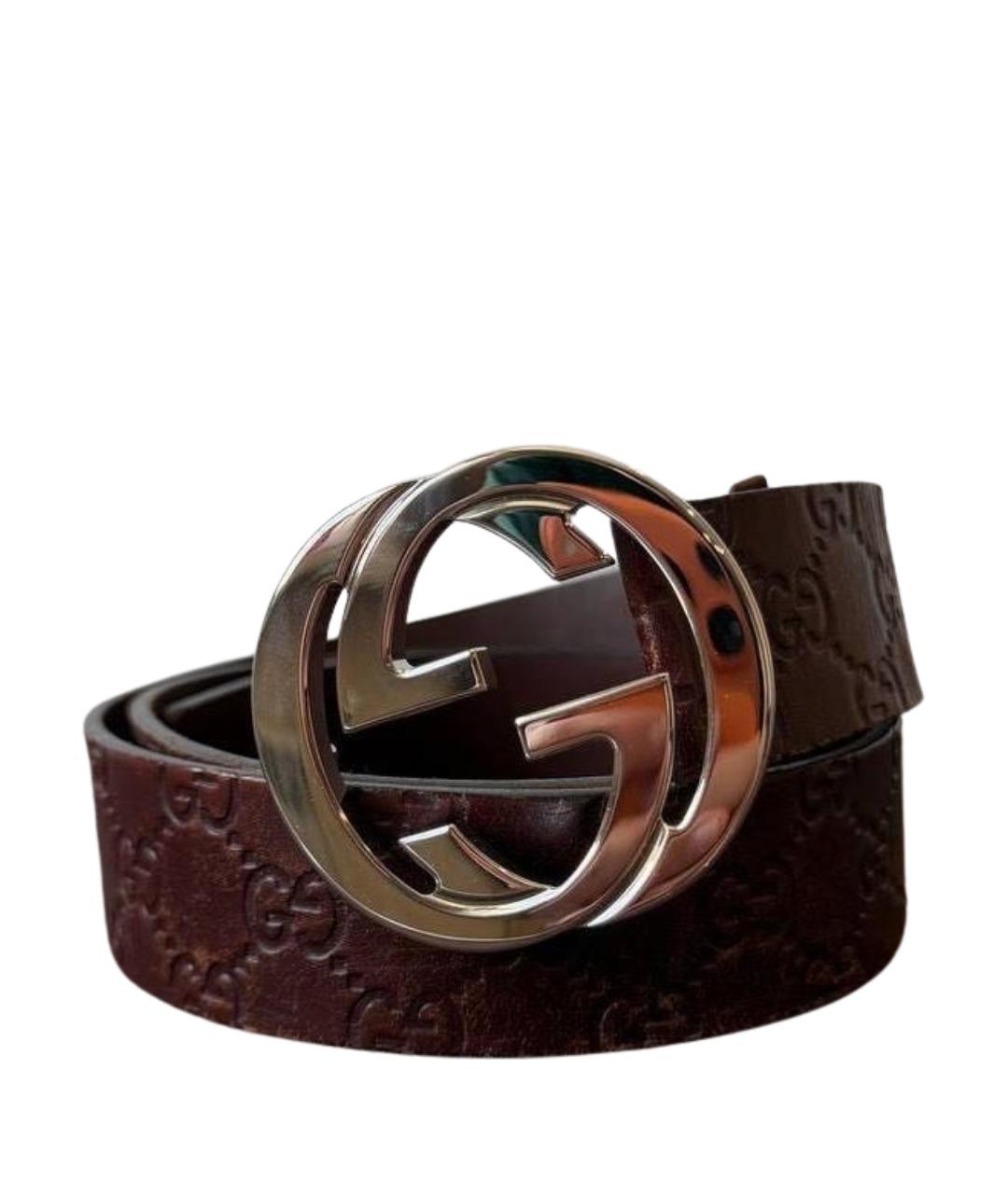 GUCCI Бордовый кожаный ремень, фото 1