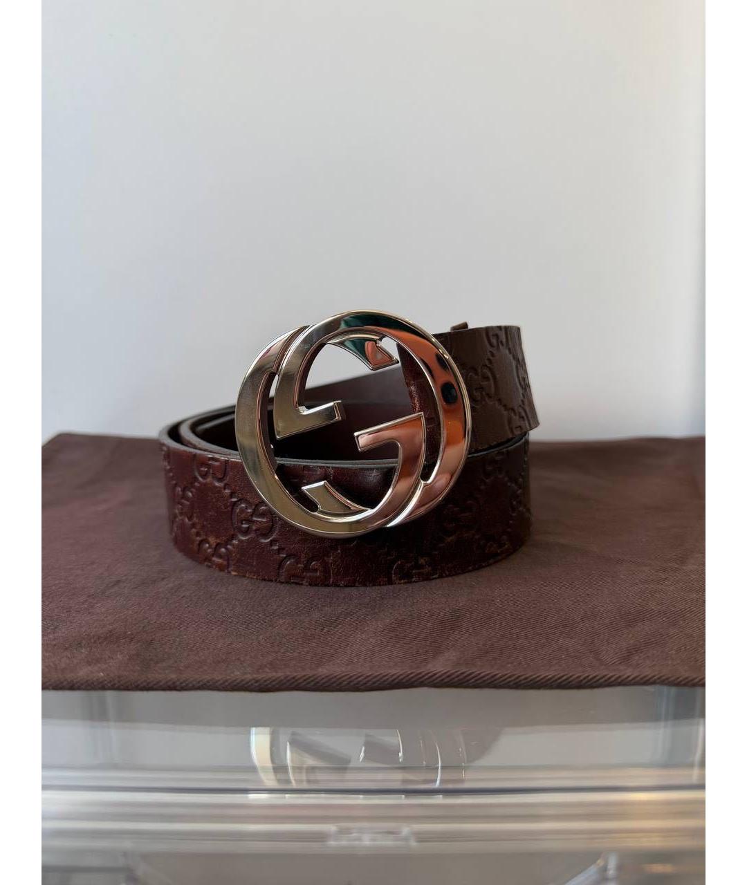 GUCCI Бордовый кожаный ремень, фото 6