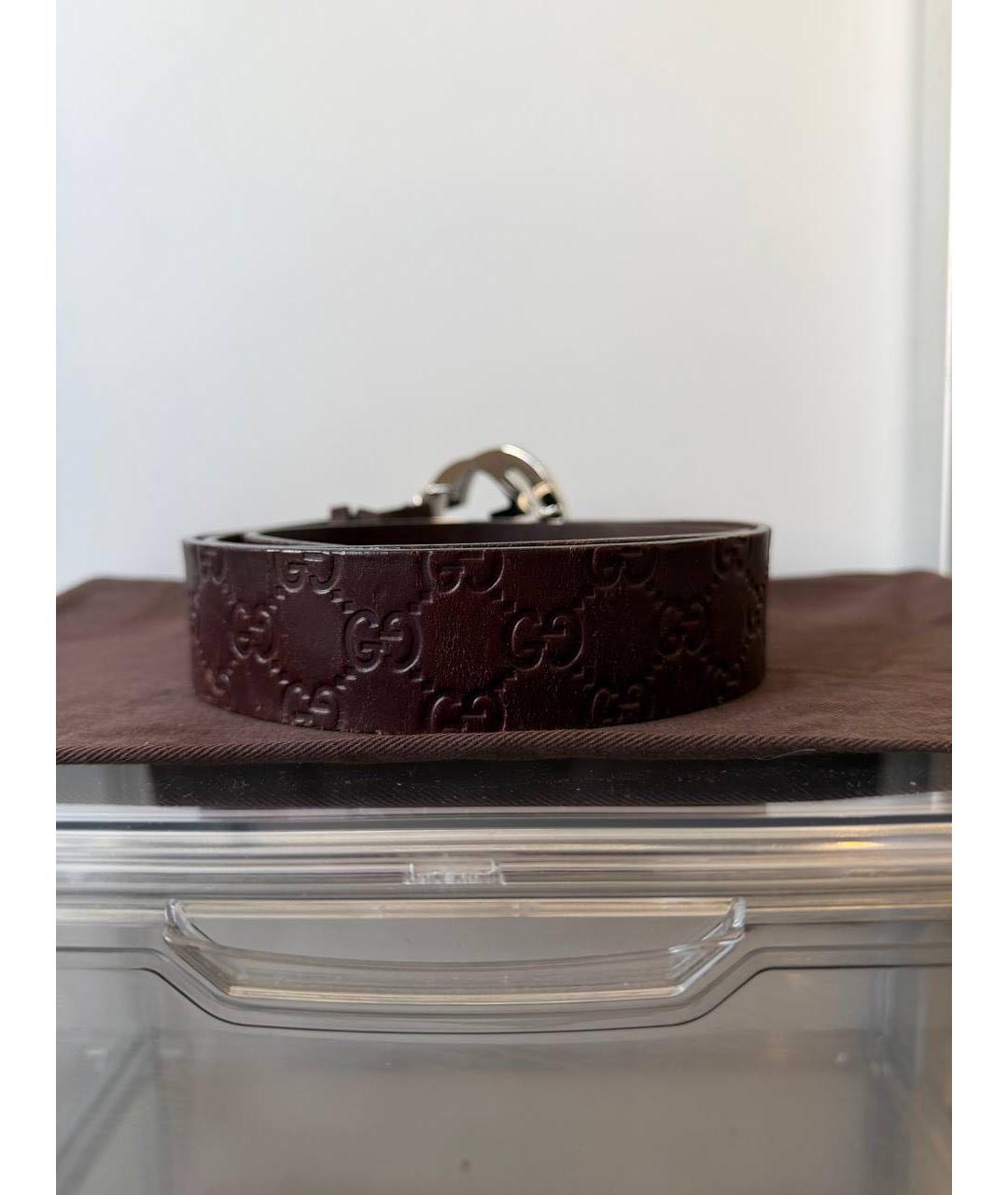 GUCCI Бордовый кожаный ремень, фото 2