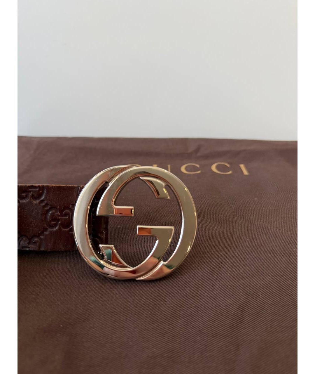 GUCCI Бордовый кожаный ремень, фото 3