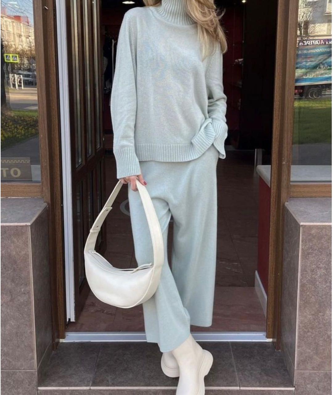 ALLUDE Голубой кашемировый костюм с брюками, фото 7