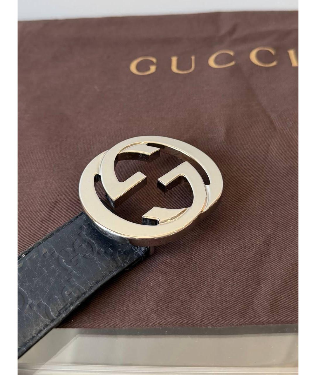 GUCCI Черный кожаный ремень, фото 3