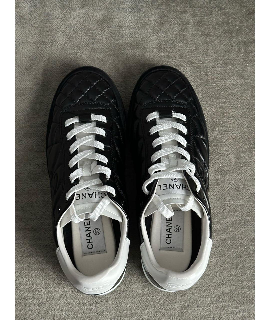 CHANEL Черные кожаные кроссовки, фото 3