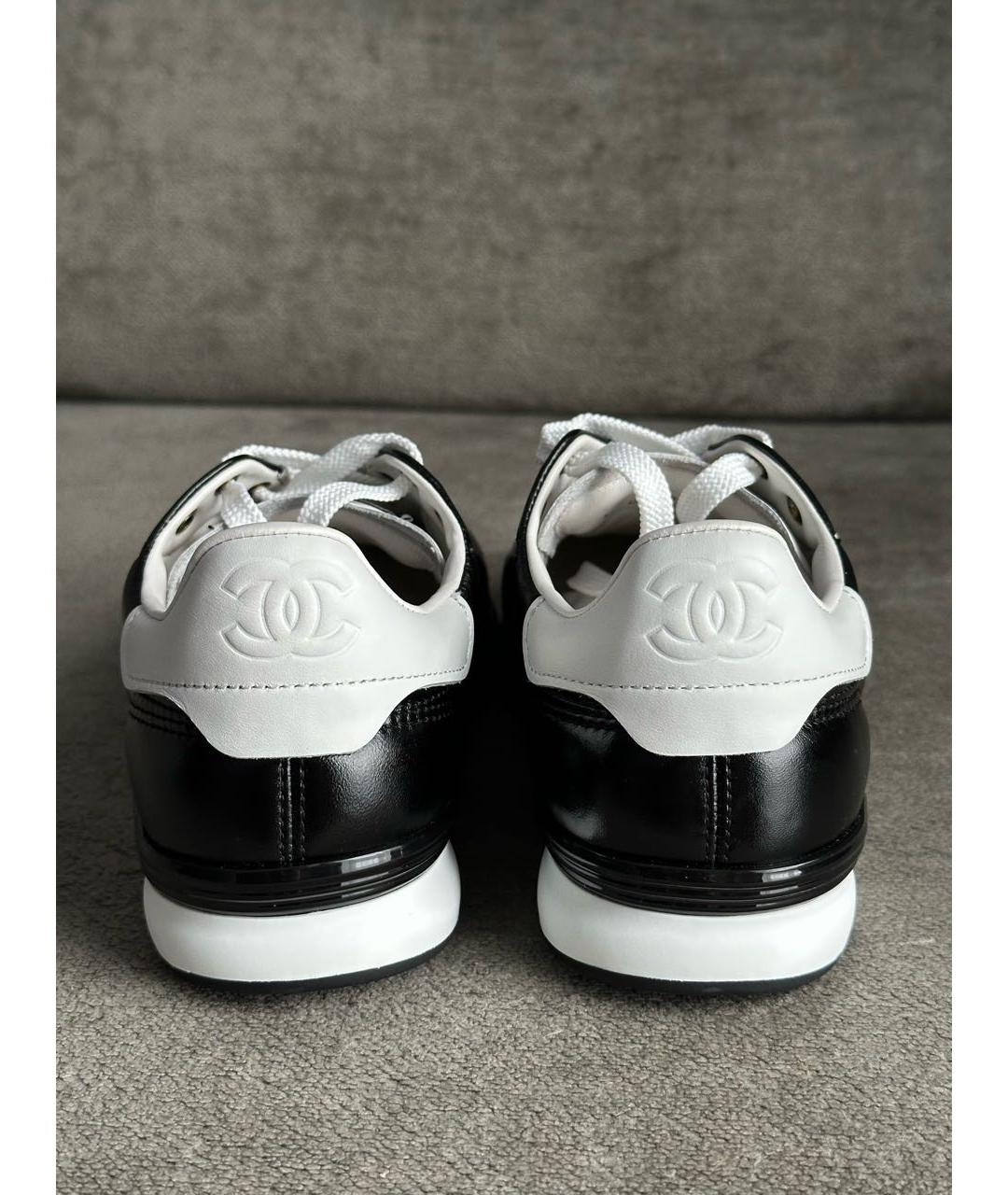 CHANEL Черные кожаные кроссовки, фото 4