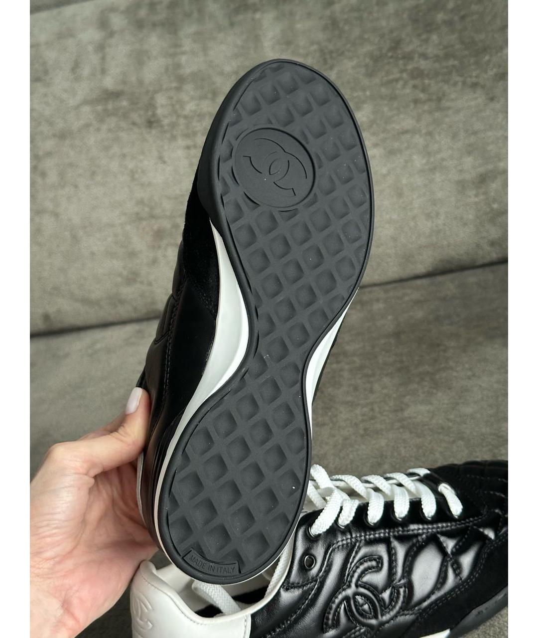 CHANEL Черные кожаные кроссовки, фото 7