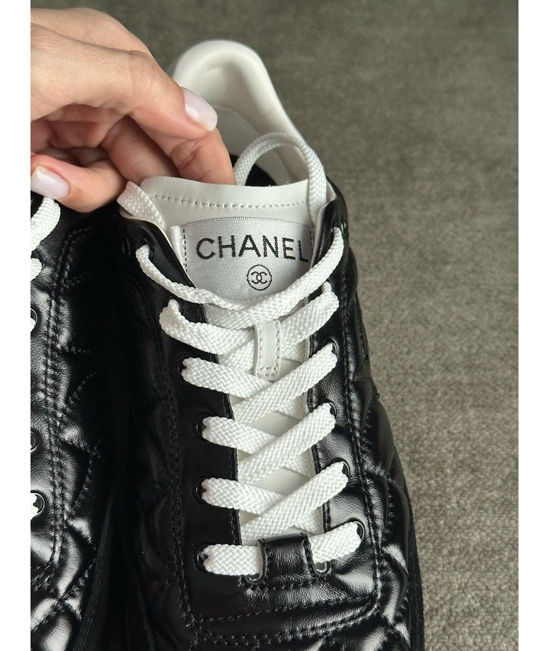 CHANEL Черные кожаные кроссовки, фото 8