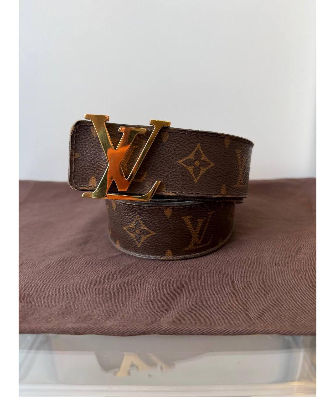 LOUIS VUITTON Коричневый кожаный ремень, фото 6