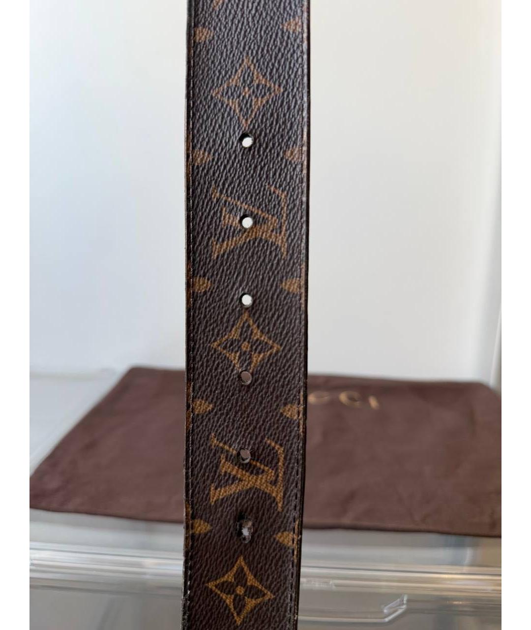 LOUIS VUITTON Коричневый кожаный ремень, фото 4