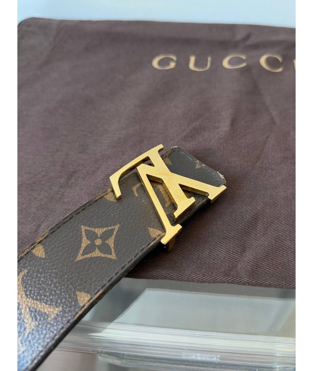 LOUIS VUITTON Коричневый кожаный ремень, фото 3