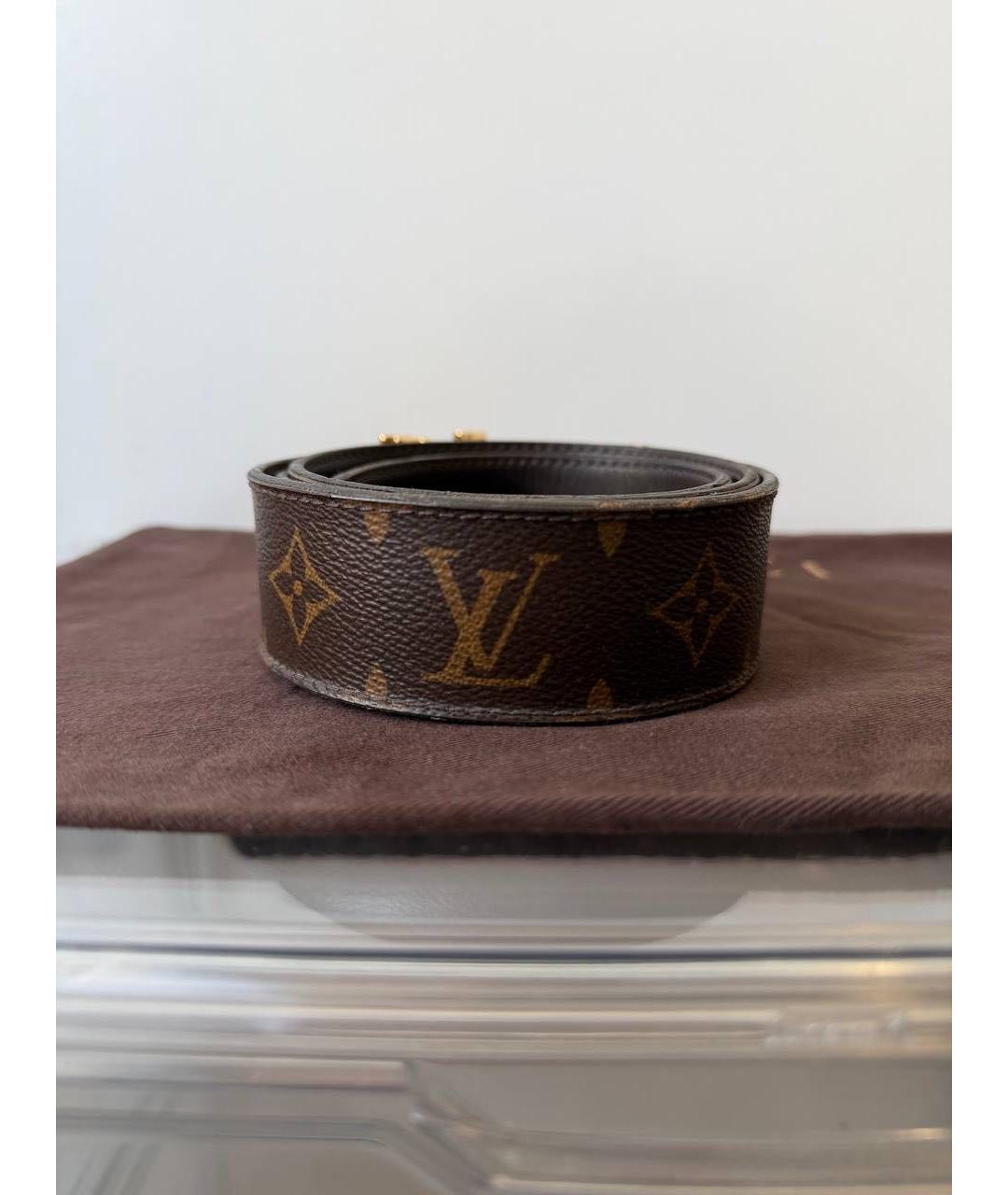 LOUIS VUITTON Коричневый кожаный ремень, фото 2