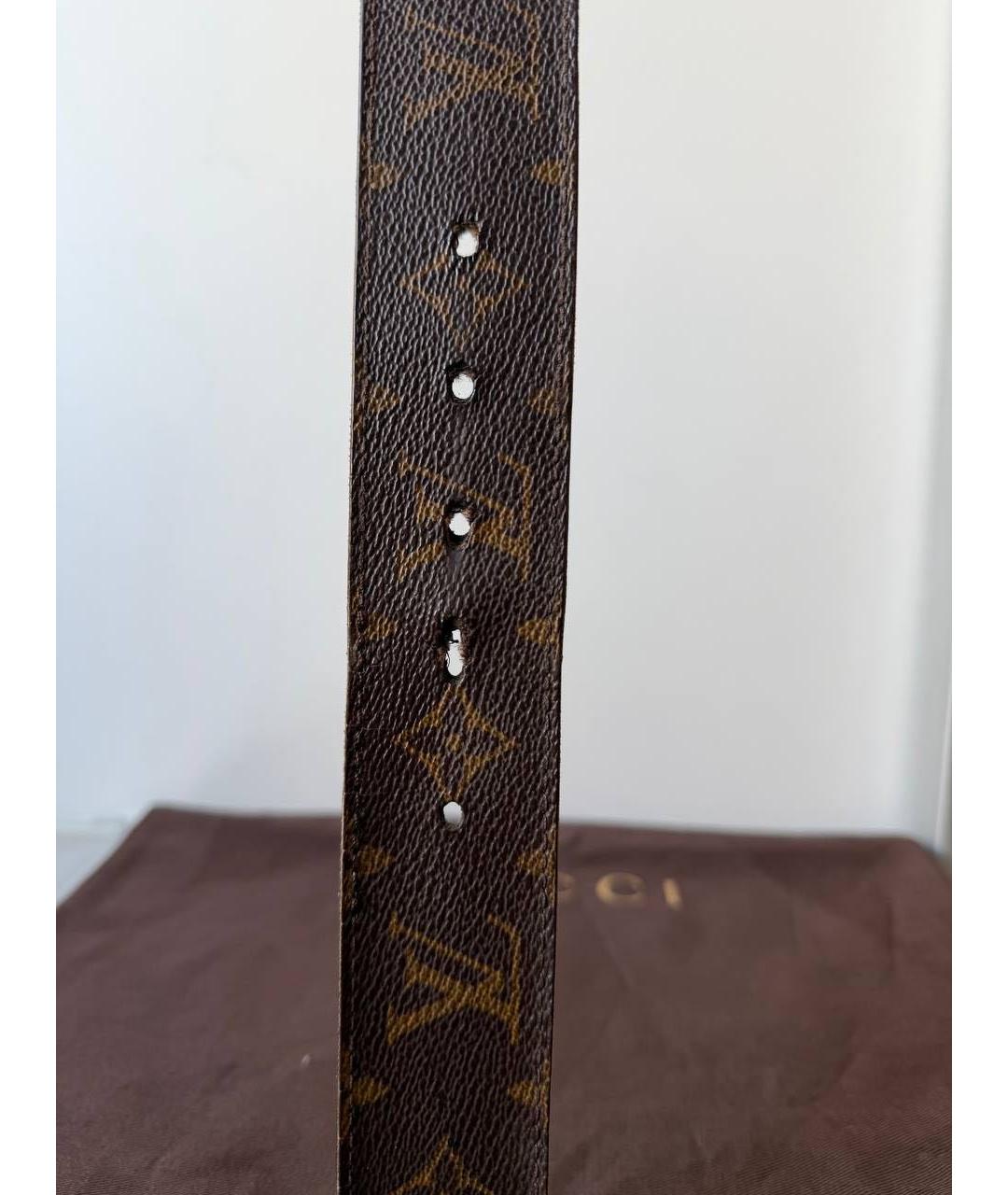 LOUIS VUITTON Коричневый кожаный ремень, фото 4