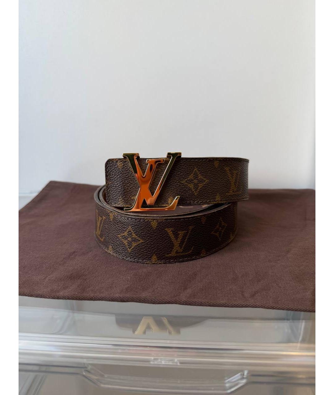 LOUIS VUITTON Коричневый кожаный ремень, фото 6