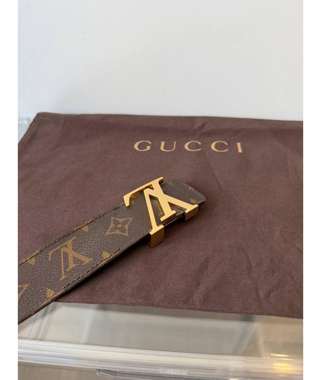 LOUIS VUITTON Коричневый кожаный ремень, фото 3