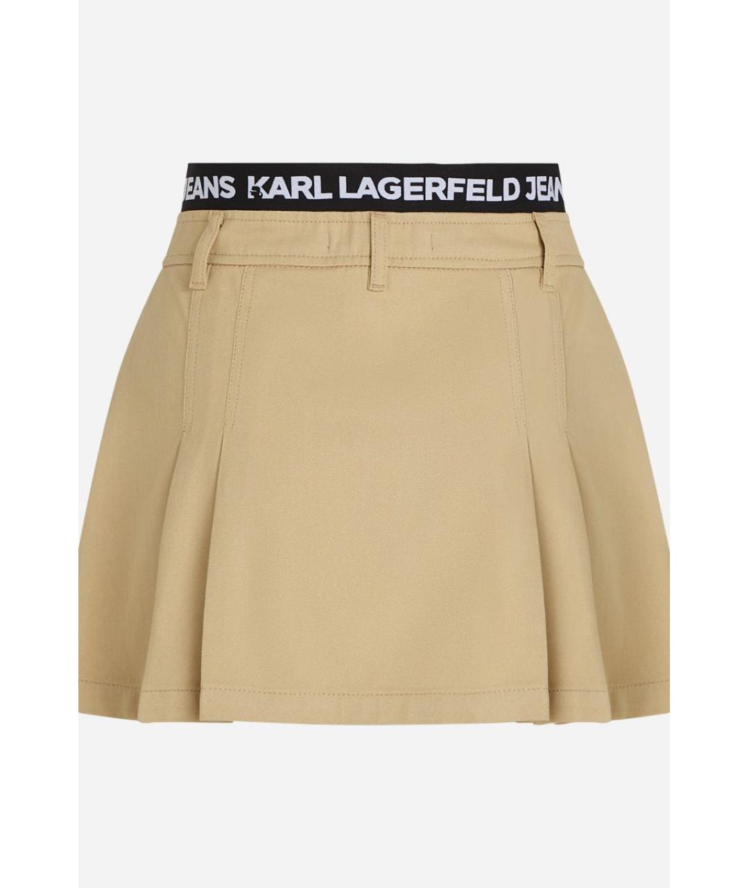 KARL LAGERFELD Бежевая хлопковая юбка миди, фото 2