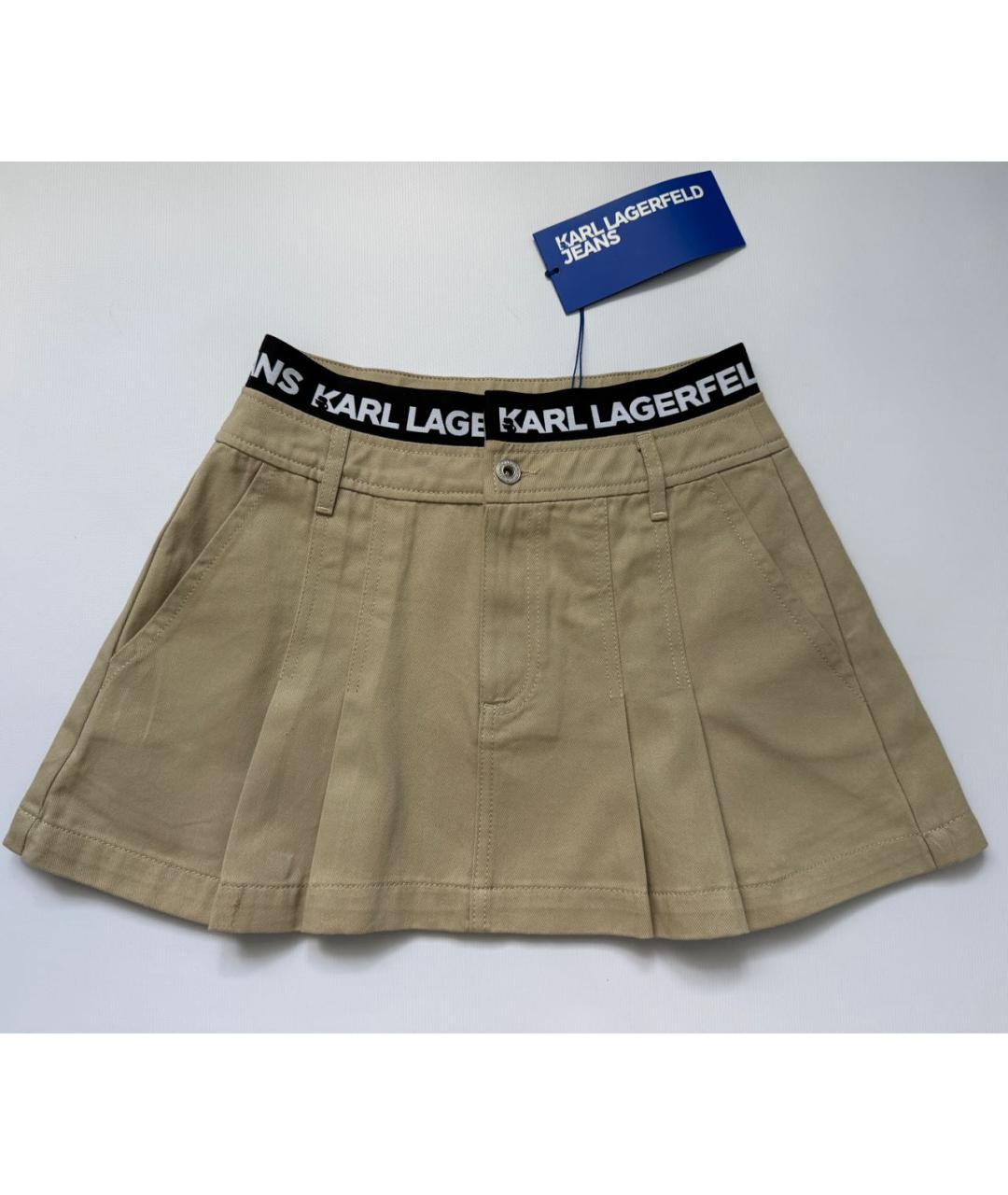 KARL LAGERFELD Бежевая хлопковая юбка миди, фото 4