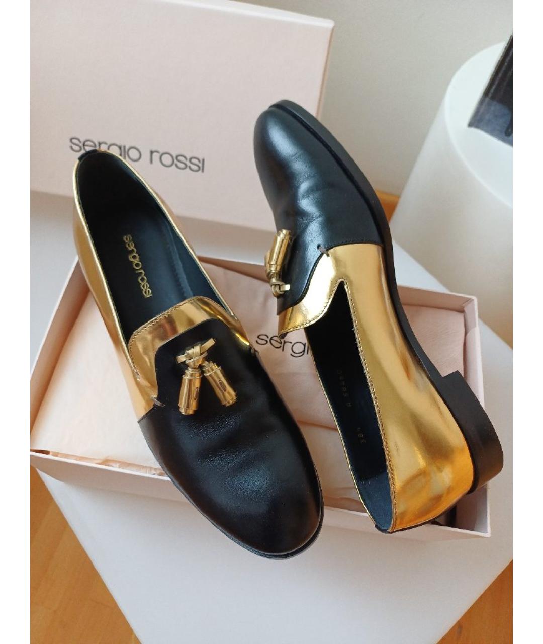 SERGIO ROSSI Черные кожаные лоферы, фото 2