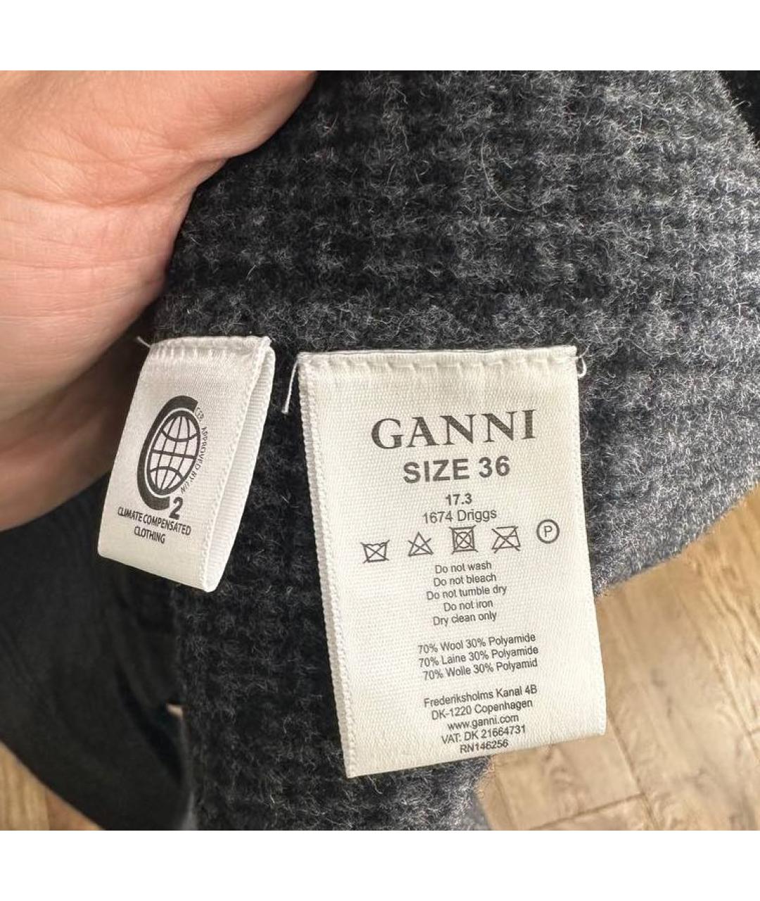 GANNI Серое шерстяное пальто, фото 4