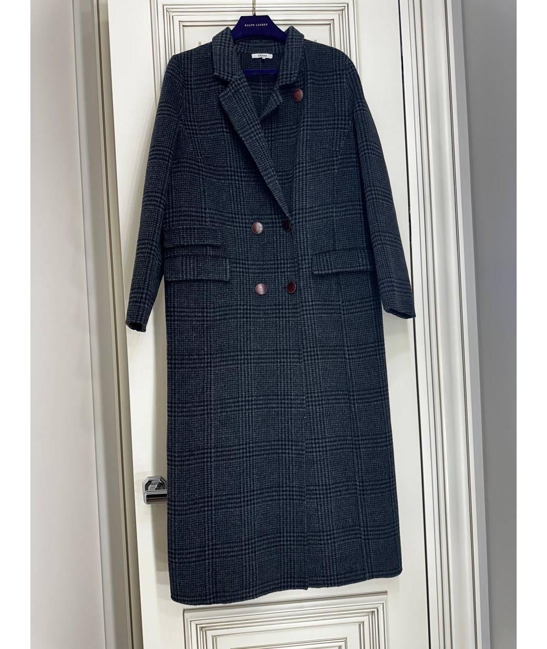 GANNI Серое шерстяное пальто, фото 5