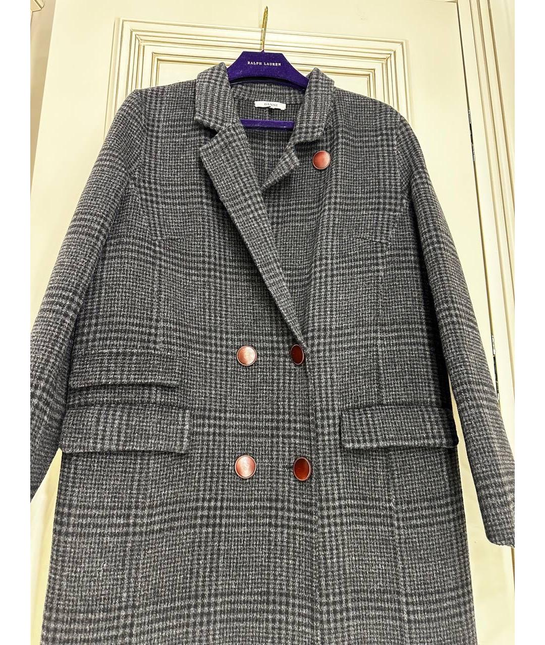 GANNI Серое шерстяное пальто, фото 2