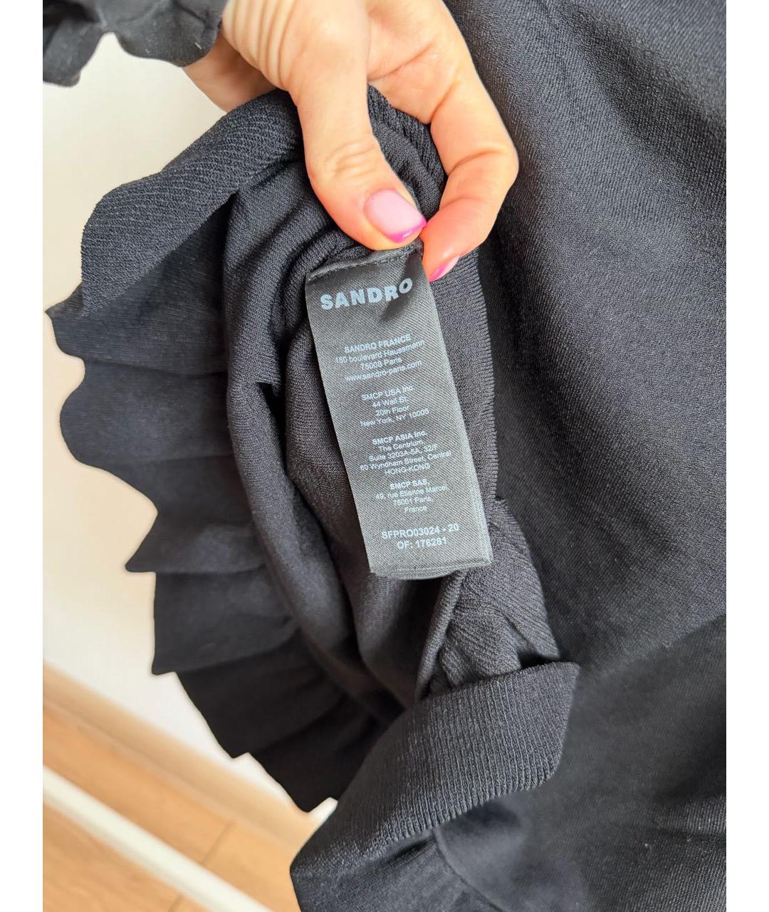 SANDRO Черное вискозное платье, фото 5