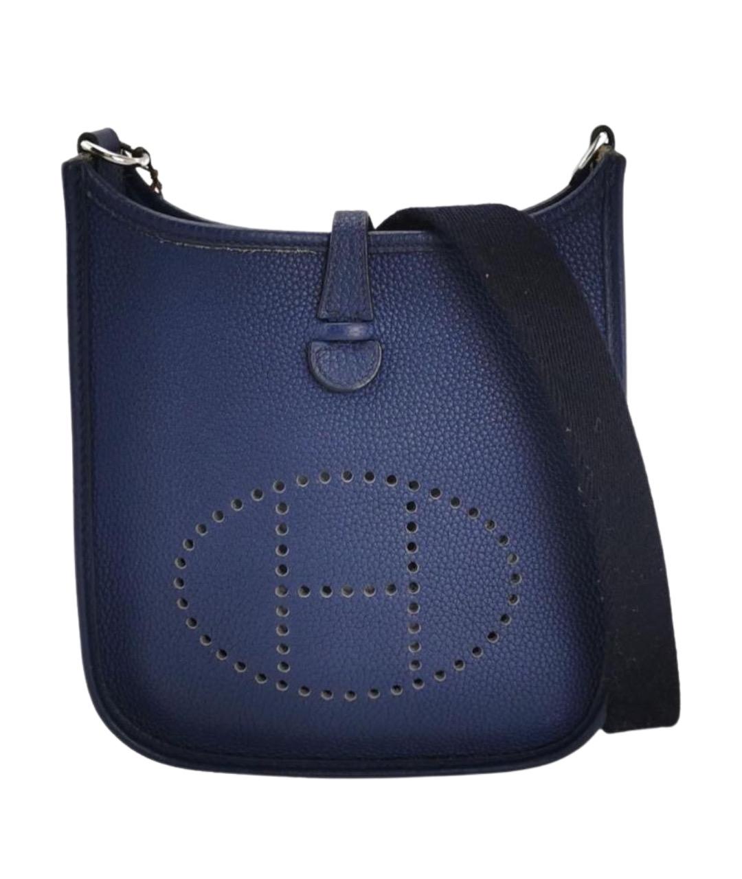 HERMES Темно-синяя кожаная сумка через плечо, фото 1