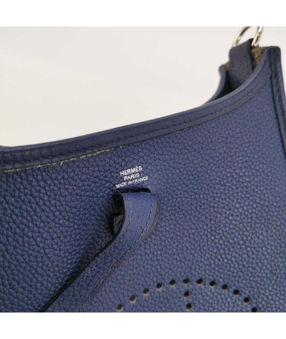 HERMES Темно-синяя кожаная сумка через плечо, фото 7