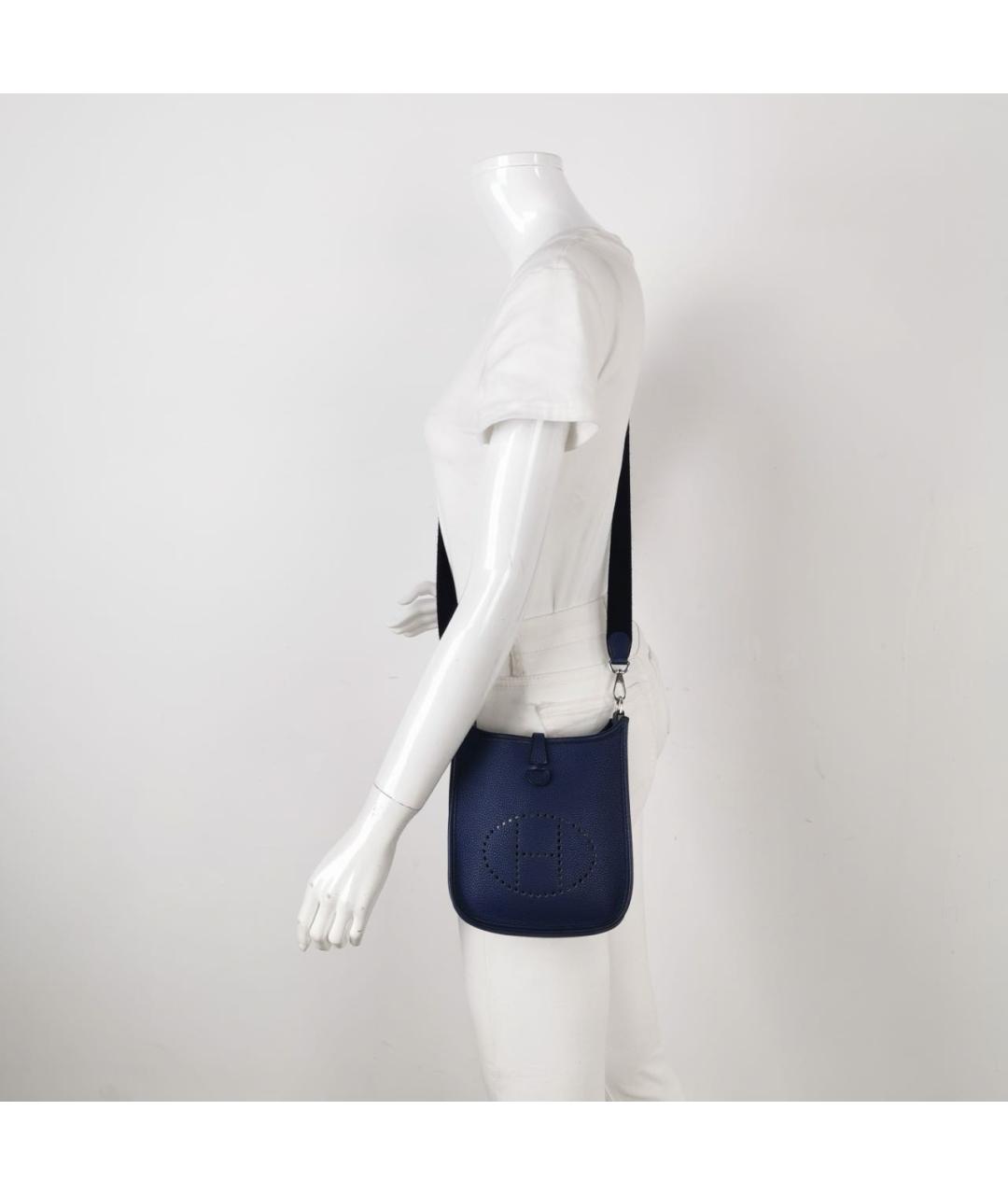 HERMES Темно-синяя кожаная сумка через плечо, фото 2
