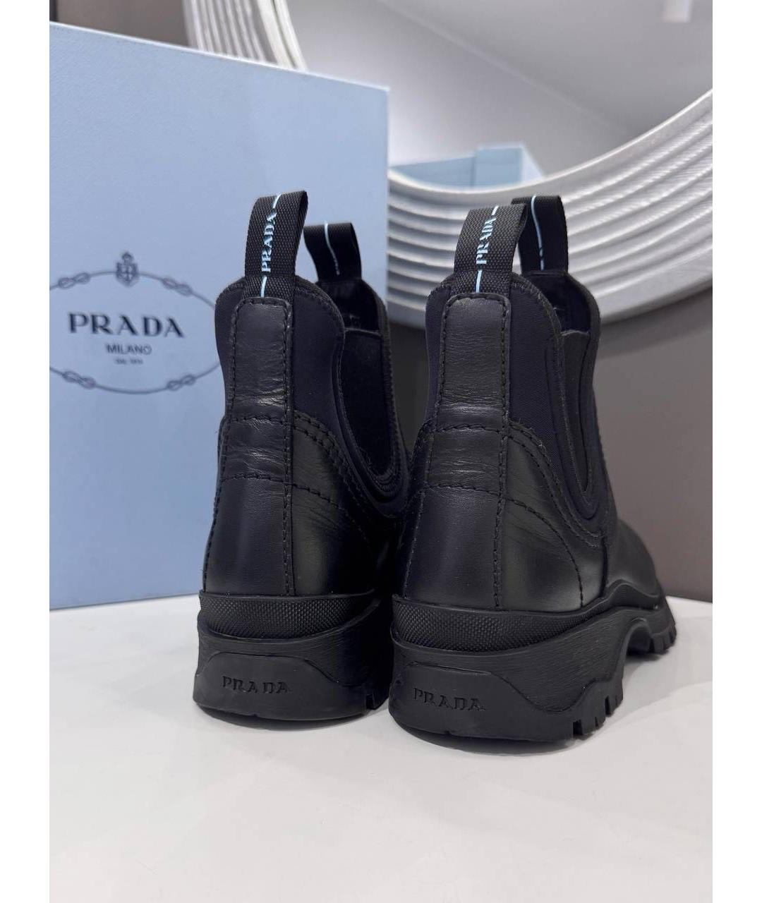 PRADA Черные кожаные ботинки, фото 3